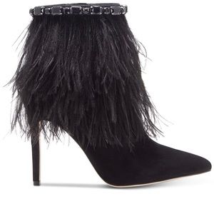 Jessica Simpson Black suede feather Ankle boots size 6.5